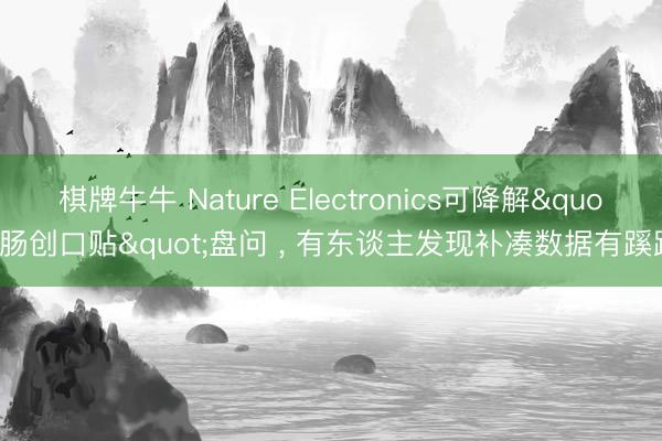 棋牌牛牛 Nature Electronics可降解"肠创口贴"盘问 ， 有东谈主发现补凑数据有蹊跷